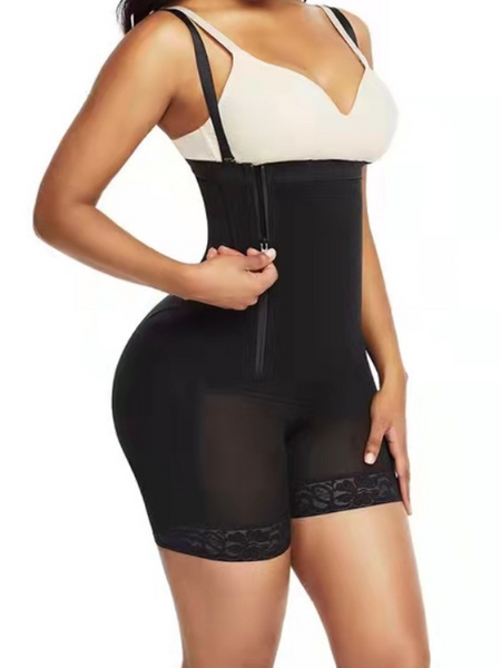 Mid-thigh Bodysuit Shapewear with Zipper