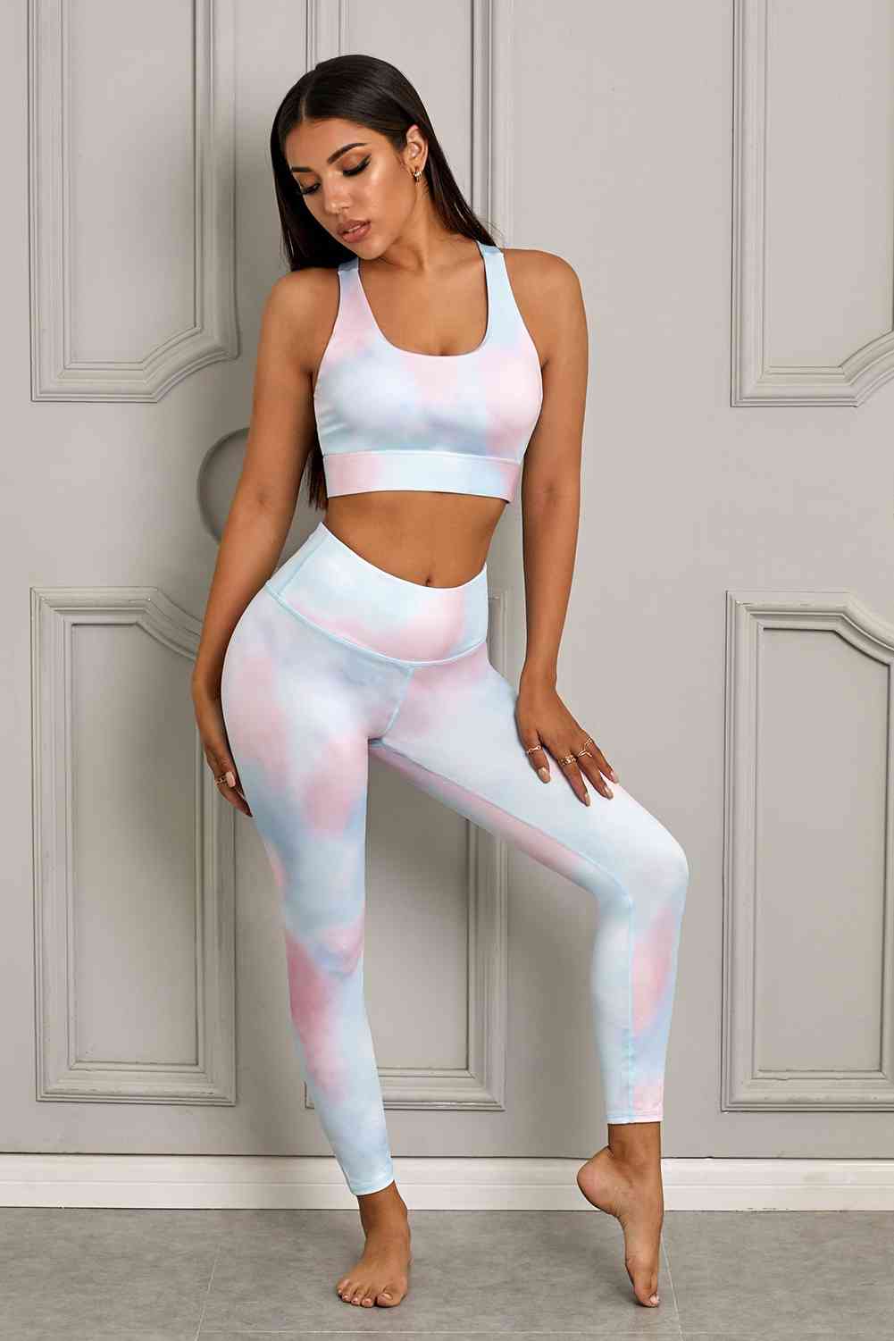 Printed Sports Bra and Leggings Set