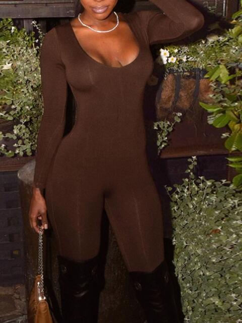 Long Sleeve Scoop Neck Jumpsuit