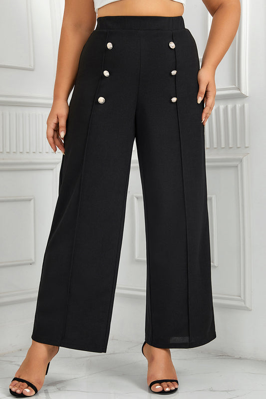 Plus Size High Waist Wide Pants