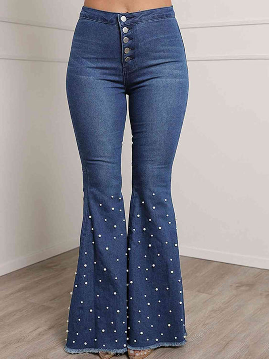 Button Fly Flare Jeans