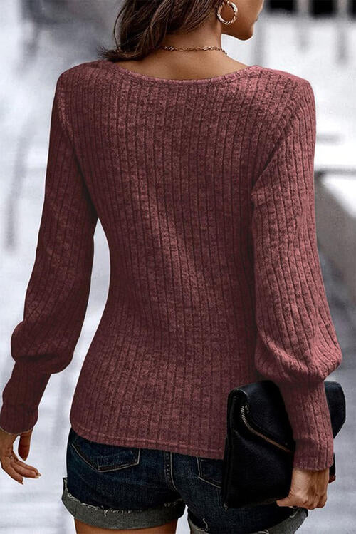 Scoop Neck Long Sleeve Blouse